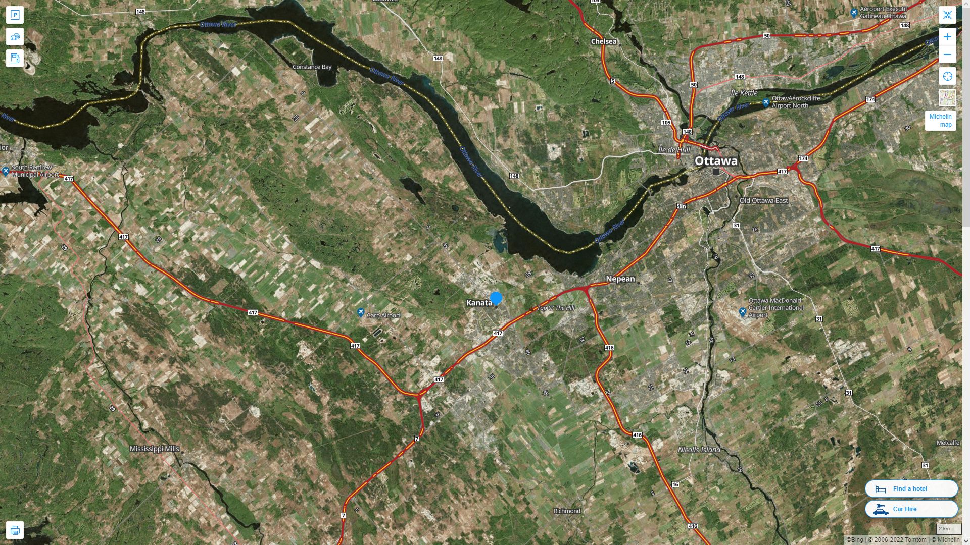 Kanata Highway and Road Map with Satellite View